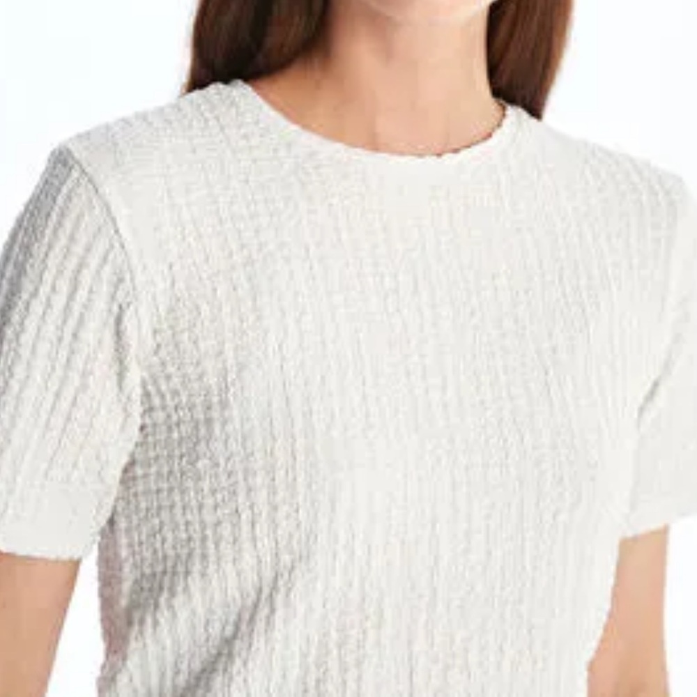 NWT Abercrombie & Fitch Textured Stretchy Short Sleeve Baby Tee White Size XS
